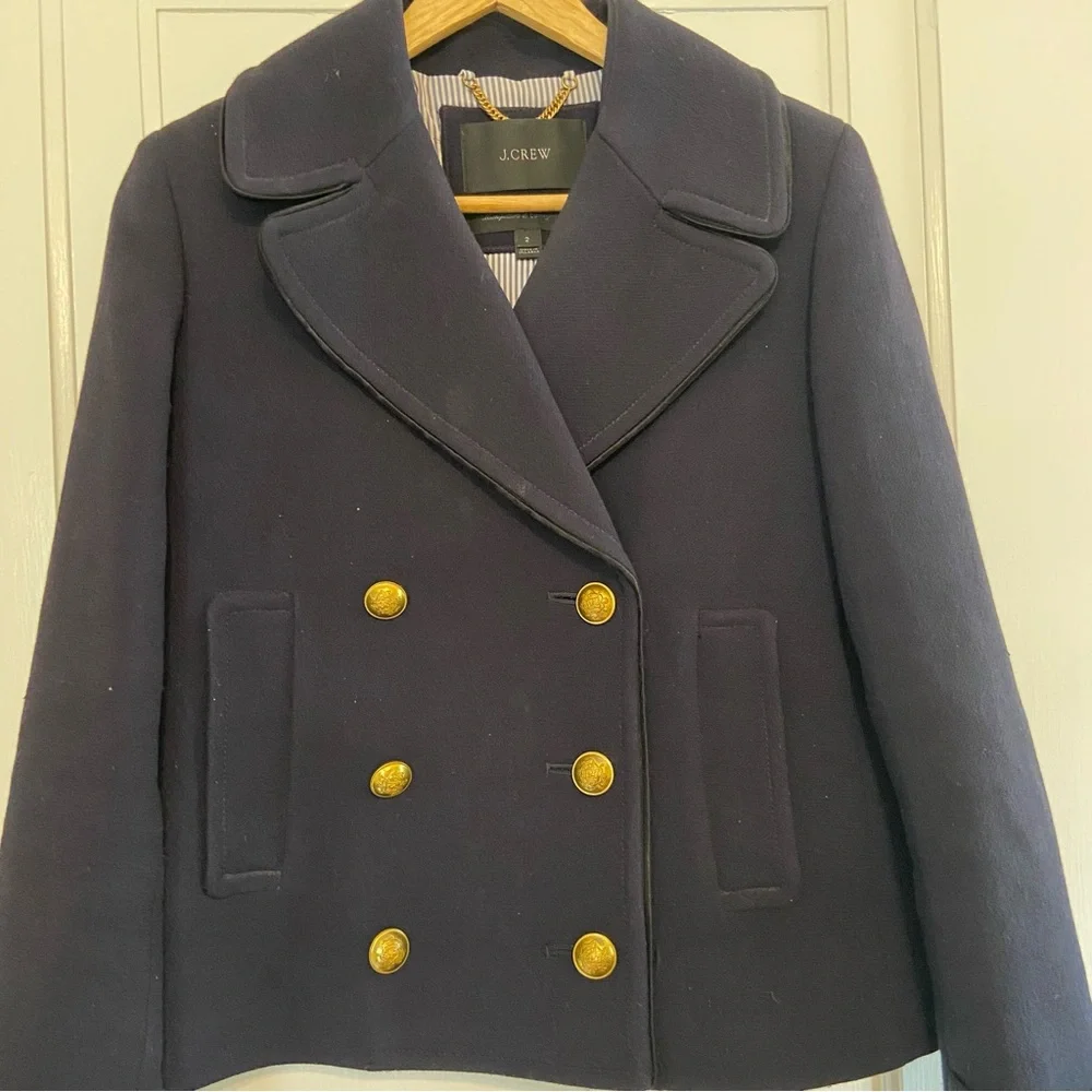J. Crew Double Cloth wool blend pea coat - Picture 4 of 7